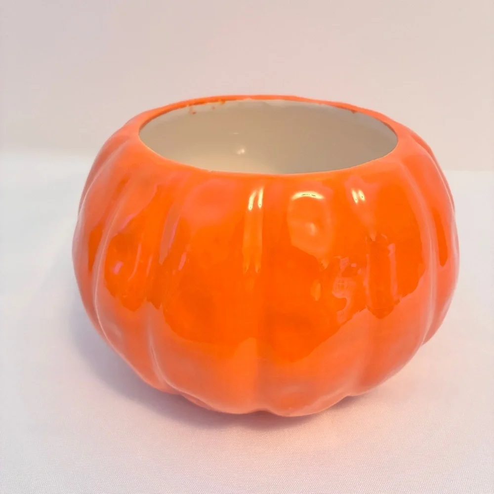 Pumpkin Vases Orange Ceramic Set Of 2